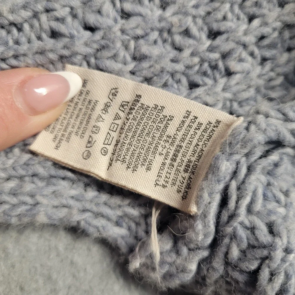 Free People Cocoon Cardigan Sweater Blue Waffle‎ Knit Wool Angora Blend Small